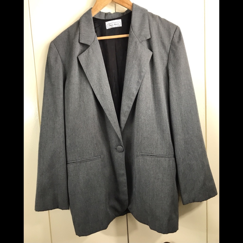 Women’s Blazer DAILY HABIT New York Gray One Button Jacket Size 8